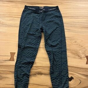 Icebreaker Kids' Navy and Green Patterned Leggings